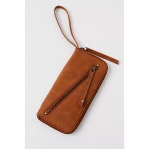 Free People Brown Distressed Vegan Wallet Wristlet NWT